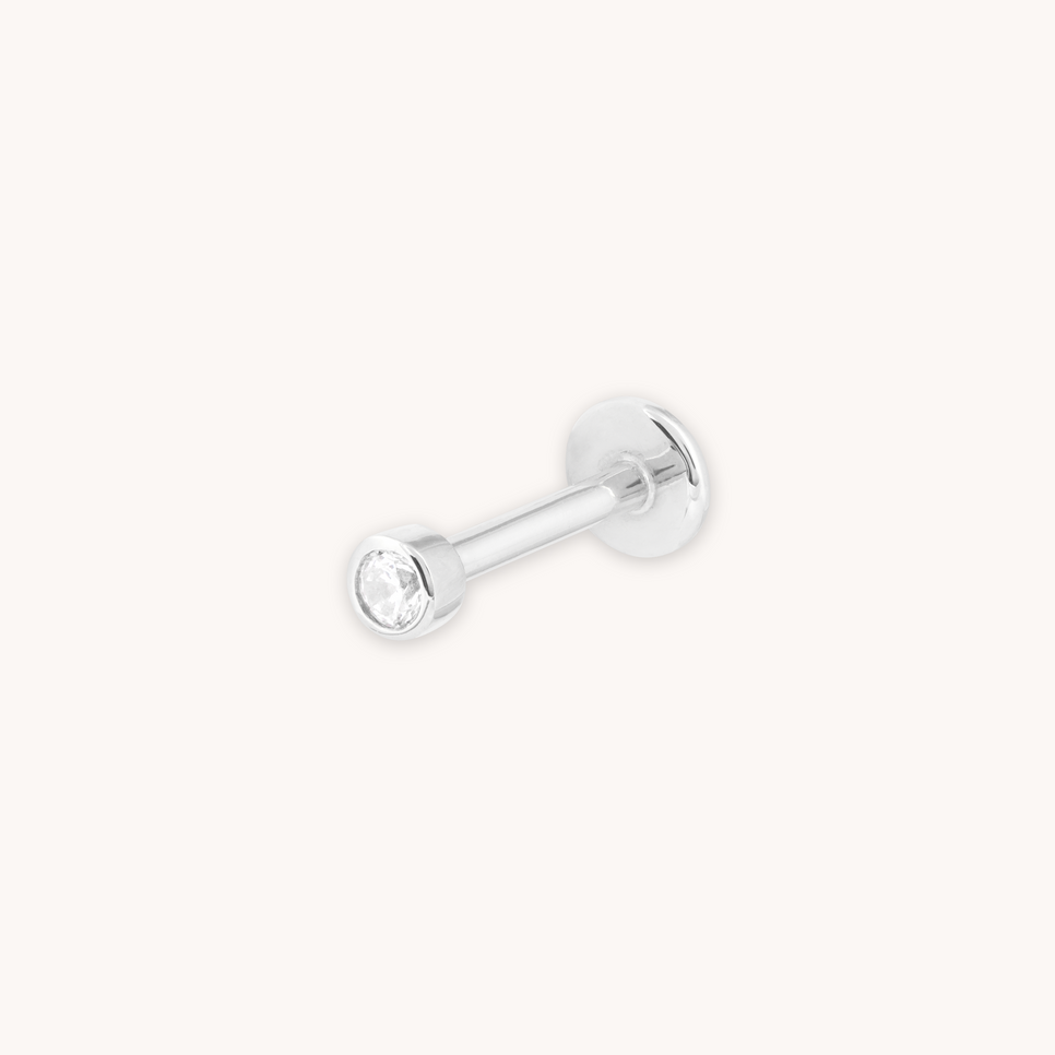 Topaz Gem Piercing Stud in Solid White Gold-Astrid & Miyu