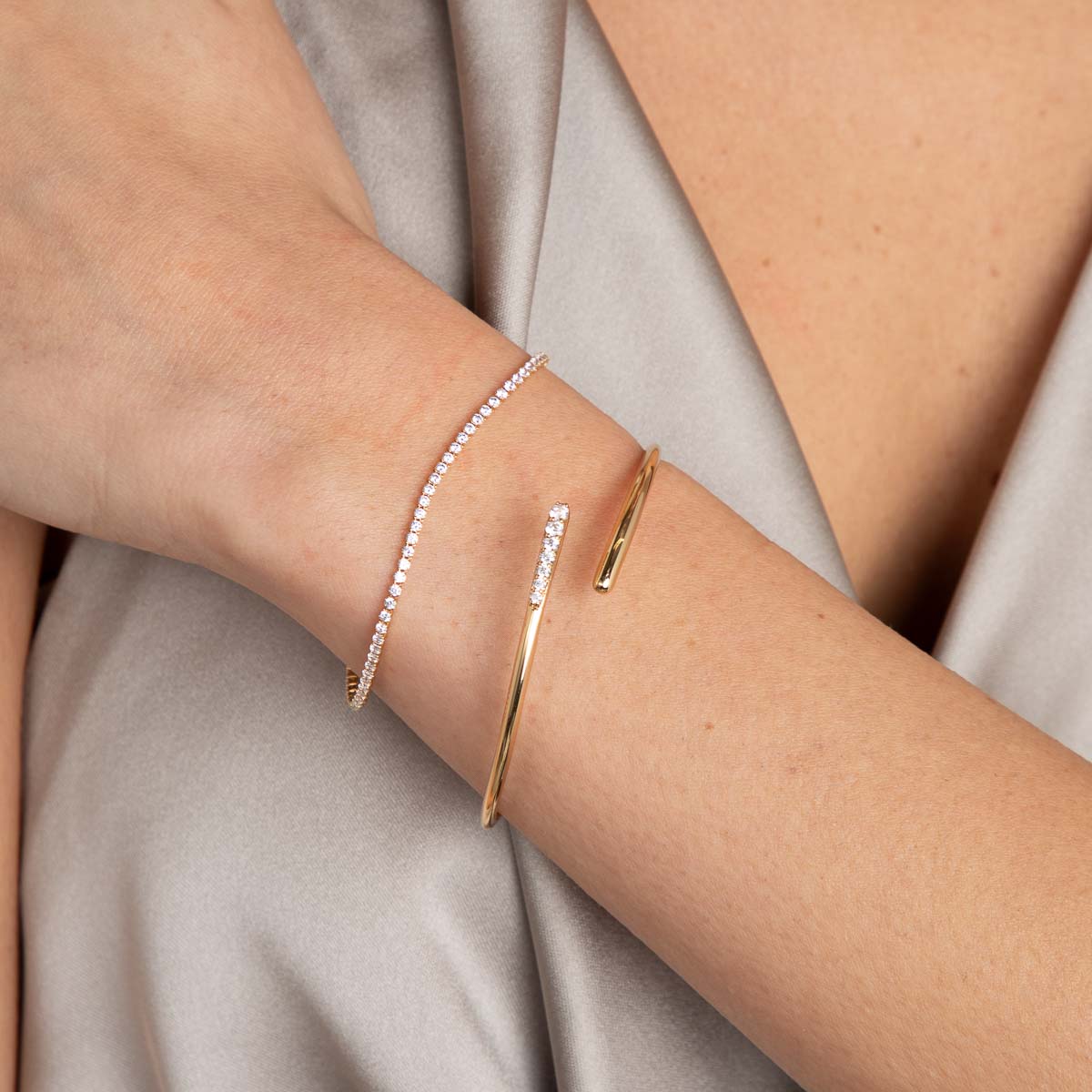 18k Gold Plated Jewellery - Tennis Chain Bracelet in Gold - Chain Bracelet - Astrid & Miyu