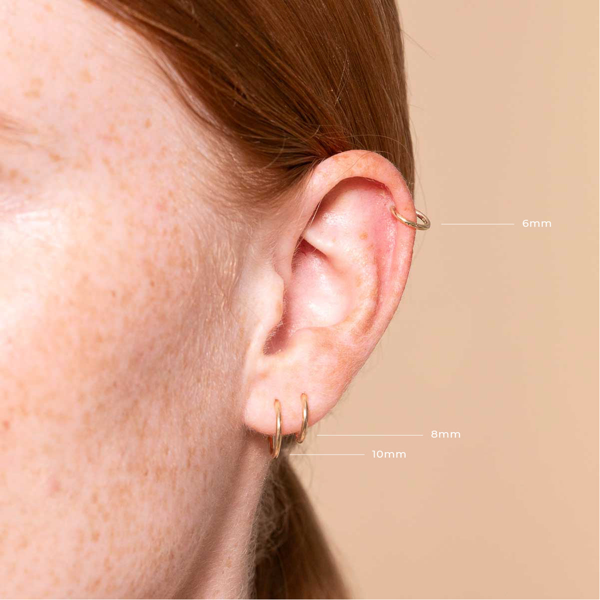 Earrings - Seamless Hoop 1mm in Solid Gold - Piercing Hoop - Astrid & Miyu