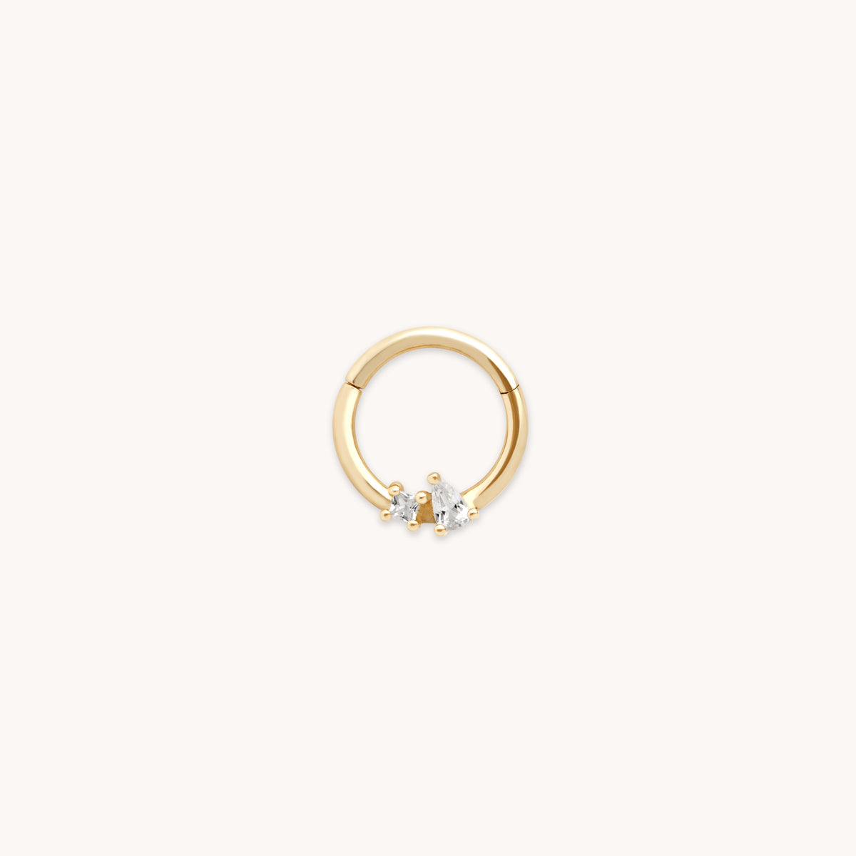 April White Topaz - Cluster Topaz Daith Hoop in Solid Gold - Daith Piercing Hoop - Astrid & Miyu