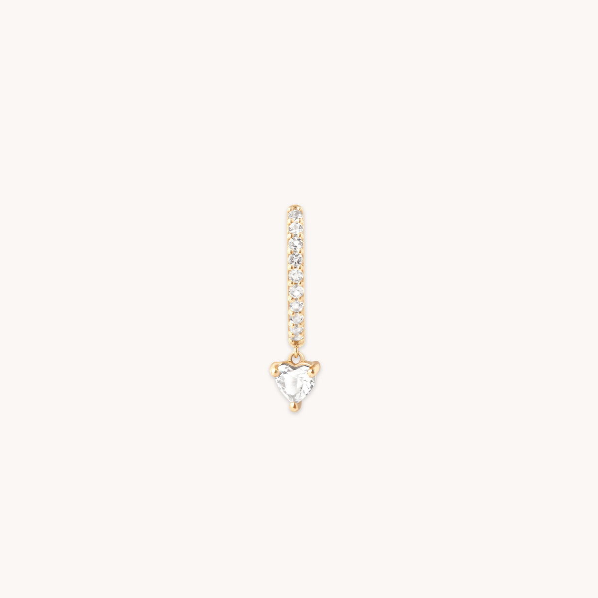 Earrings - Heart Gem Drop Piercing Hoop in Solid Gold - Piercing Hoop - Astrid & Miyu