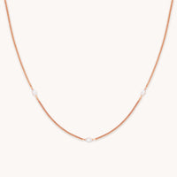 Station Navette Crystal Necklace in Rose Gold