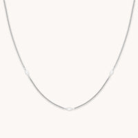 Station Navette Crystal Necklace in Silver