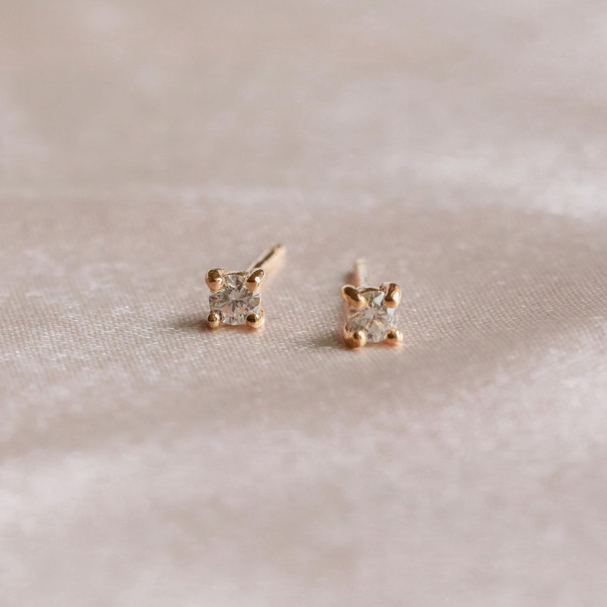 18k Gold Plated Jewellery - April Birthstone Stud Earrings in Gold with Clear CZ - Stud Earrings - Astrid & Miyu