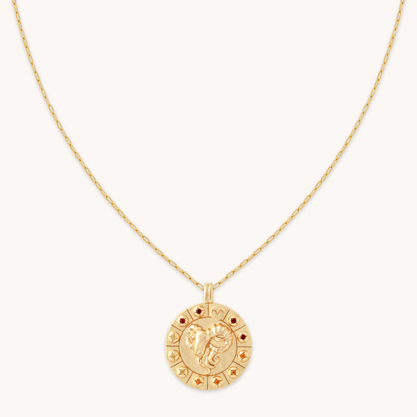 Aries Bold Zodiac Pendant Necklace in gold