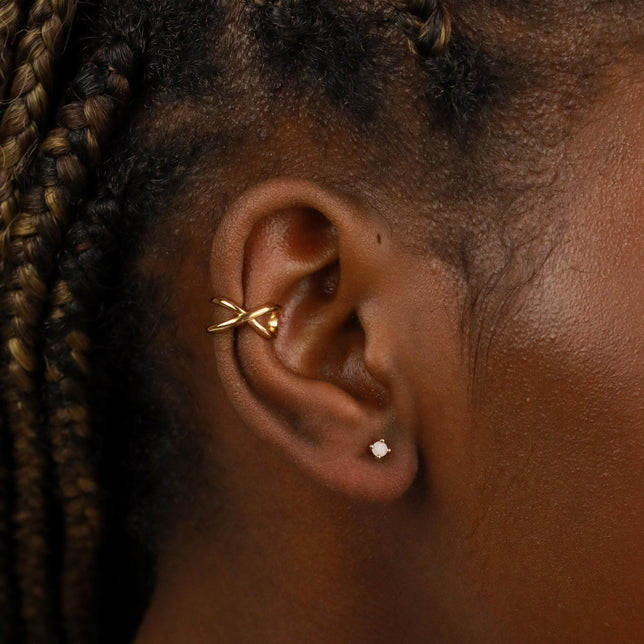 18k Gold Plated Jewellery - June Birthstone Stud Earrings in Gold with Moonstone CZ - Stud Earrings - Astrid & Miyu