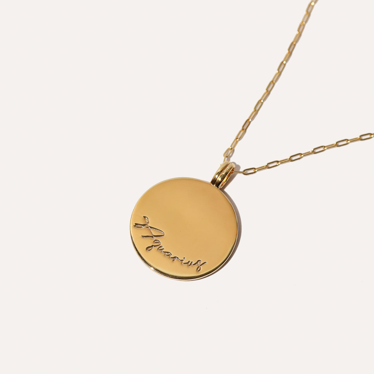 Bold Zodiac Aquarius Pendant Necklace in Gold back
