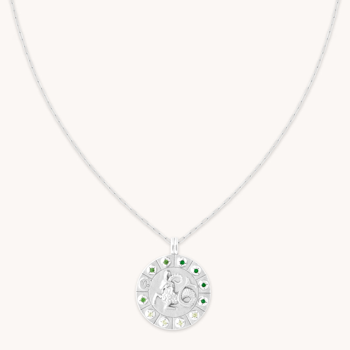 Capricorn Bold Zodiac Pendant Necklace in silver