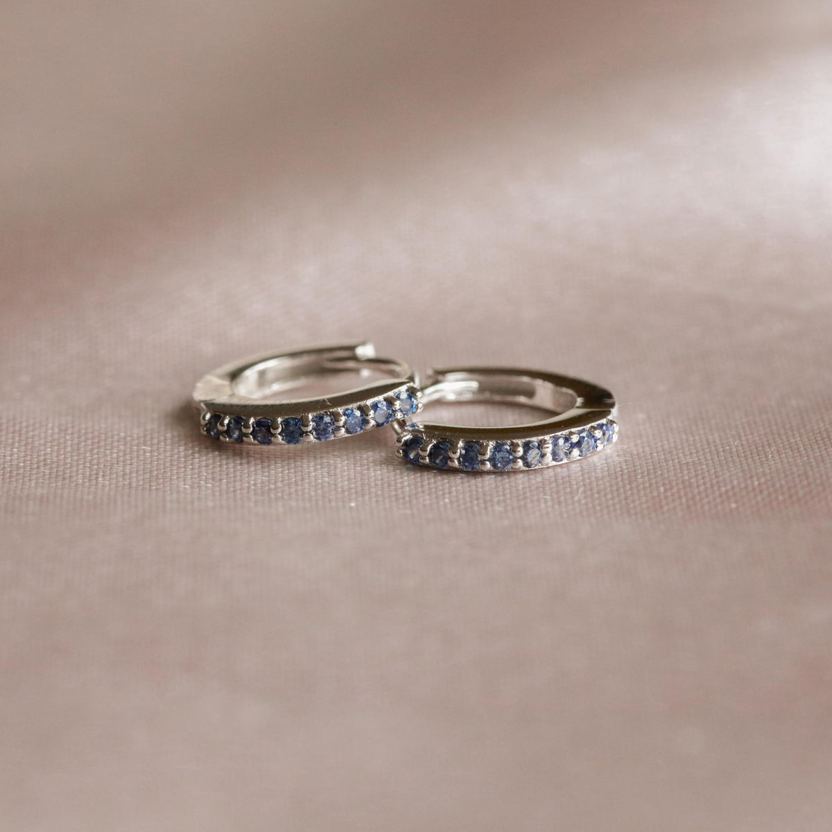 Birthstone Earrings - December Birthstone Huggies in Silver with Tanzanite CZ - Huggies - Astrid & Miyu