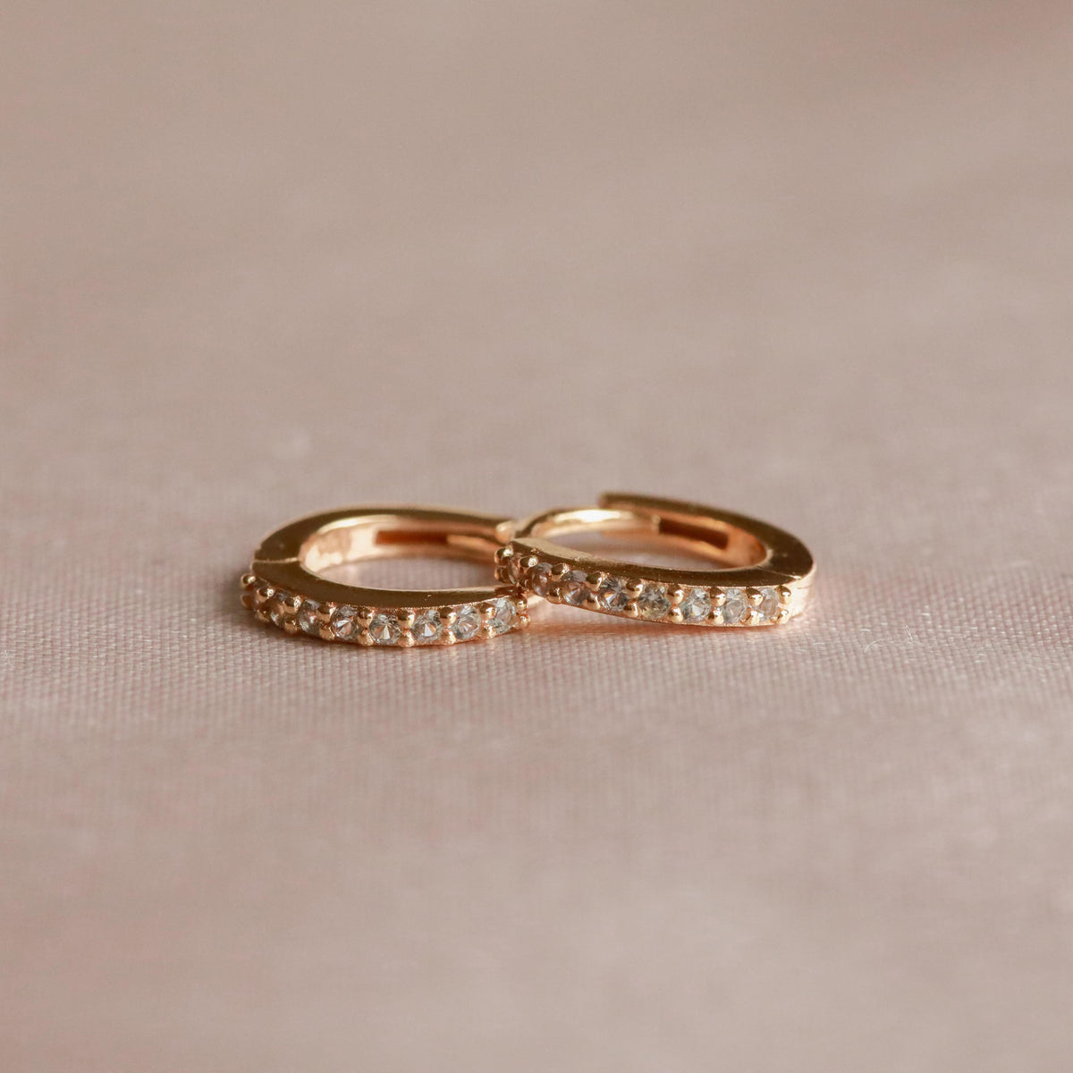 18k Gold Plated Jewellery - March Birthstone Huggies in Gold with Aquamarine CZ - Huggies - Astrid & Miyu