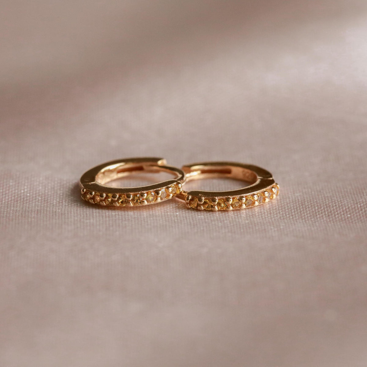 18k Gold Plated Jewellery - November Birthstone Huggies in Gold with Citrine CZ - Huggies - Astrid & Miyu