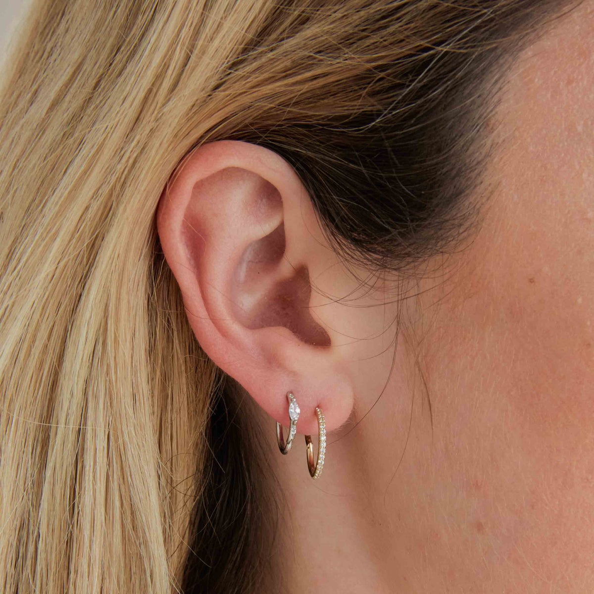 Daith Piercing Jewellery - Solid White Gold Marquise Piercing Hoop - Piercing Hoop - Astrid & Miyu