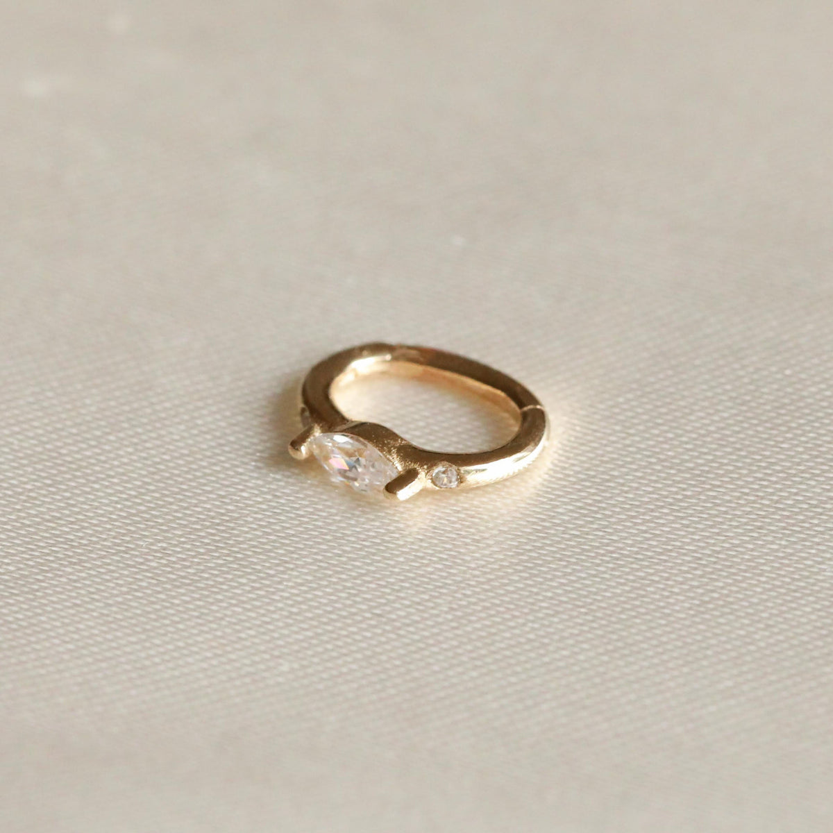 Earrings - Solid Gold Marquise Rook Hoop - Rook Piercing Hoop - Astrid & Miyu