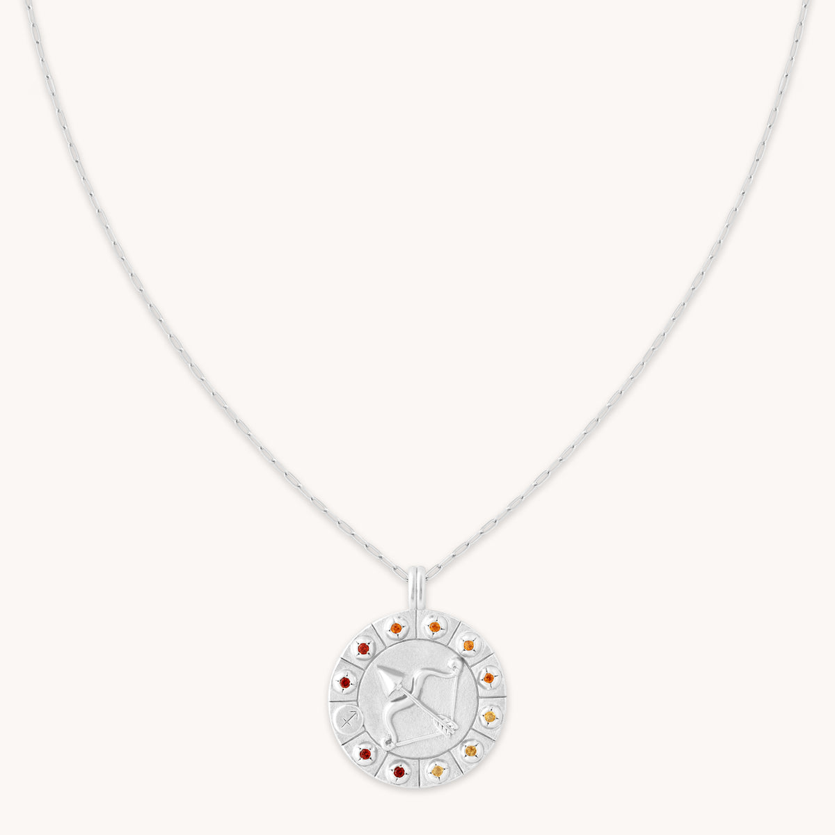 Sagittarius Bold Zodiac Pendant Necklace in Silver