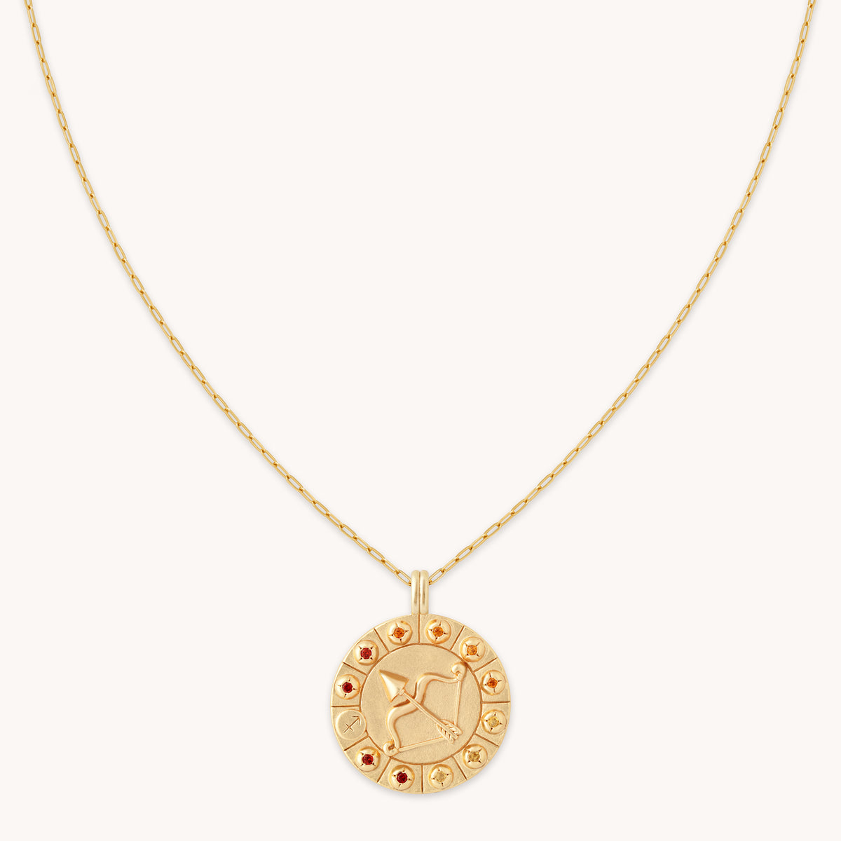 Sagittarius Bold Zodiac Pendant Necklace in Gold