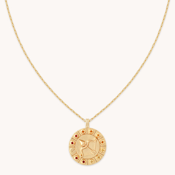 Sagittarius Bold Zodiac Pendant Necklace in Gold