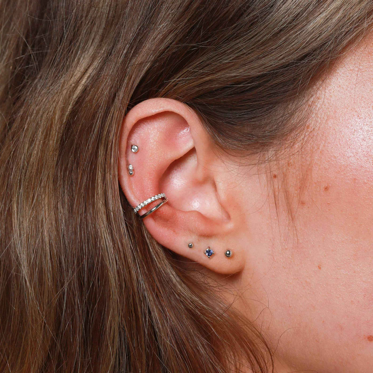 Earrings - Small Ball Stud Earrings in Solid White Gold - Stud Earrings - Astrid & Miyu
