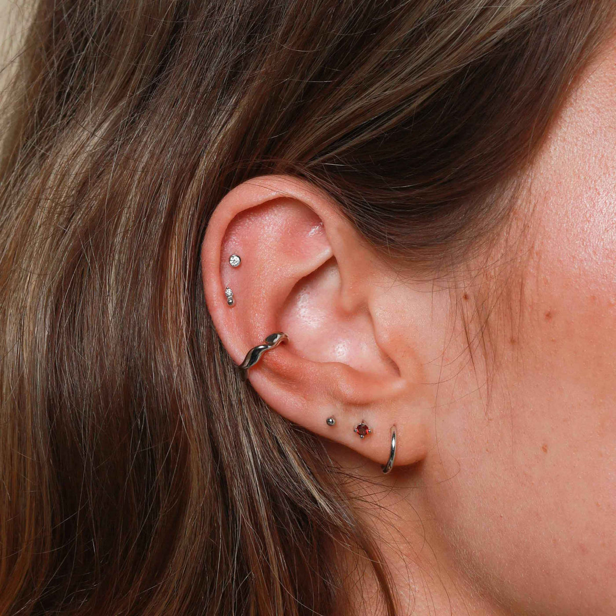 Earrings - Small Ball Stud Earrings in Solid White Gold - Stud Earrings - Astrid & Miyu