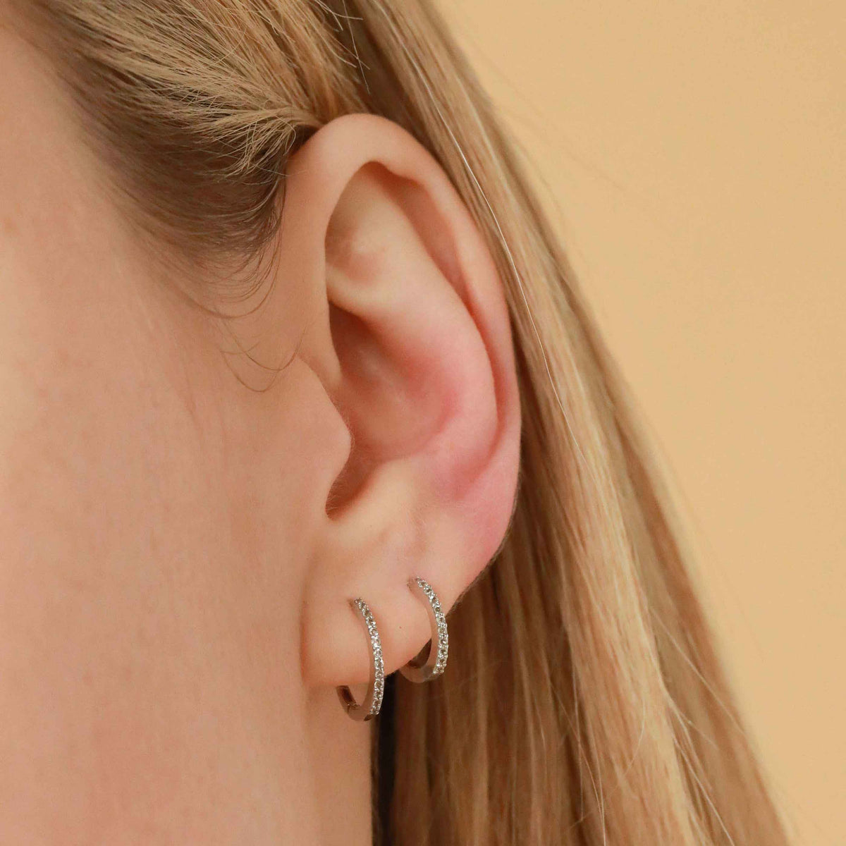 April White Topaz - Topaz Hoops in Solid White Gold - Hoop Earrings - Astrid & Miyu