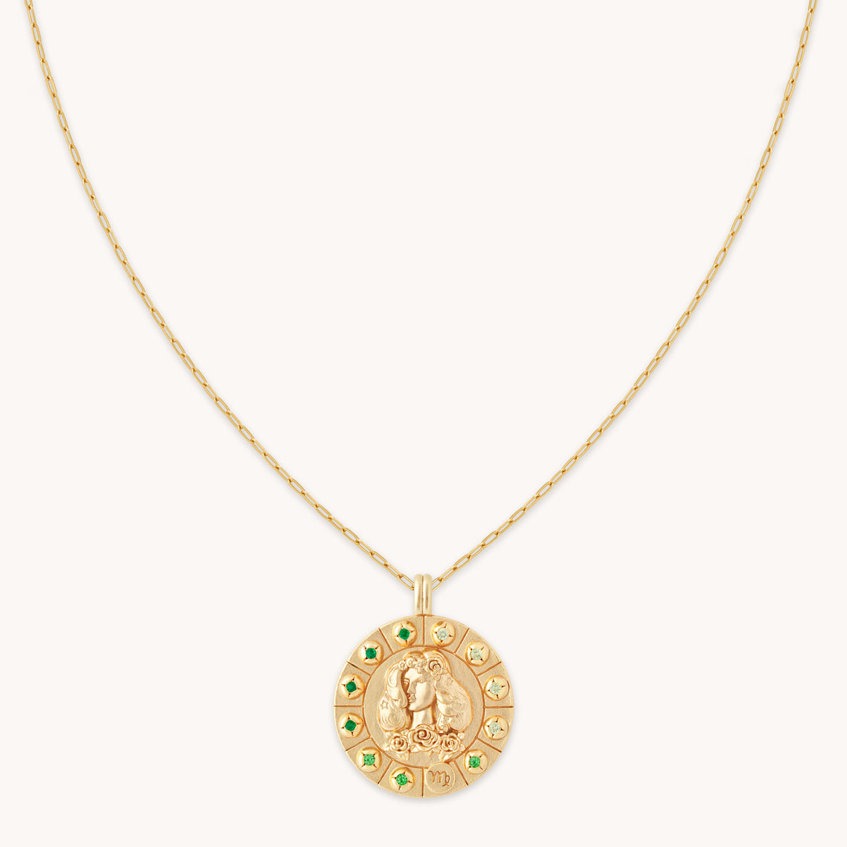 Virgo Bold Zodiac Pendant Necklace in Gold