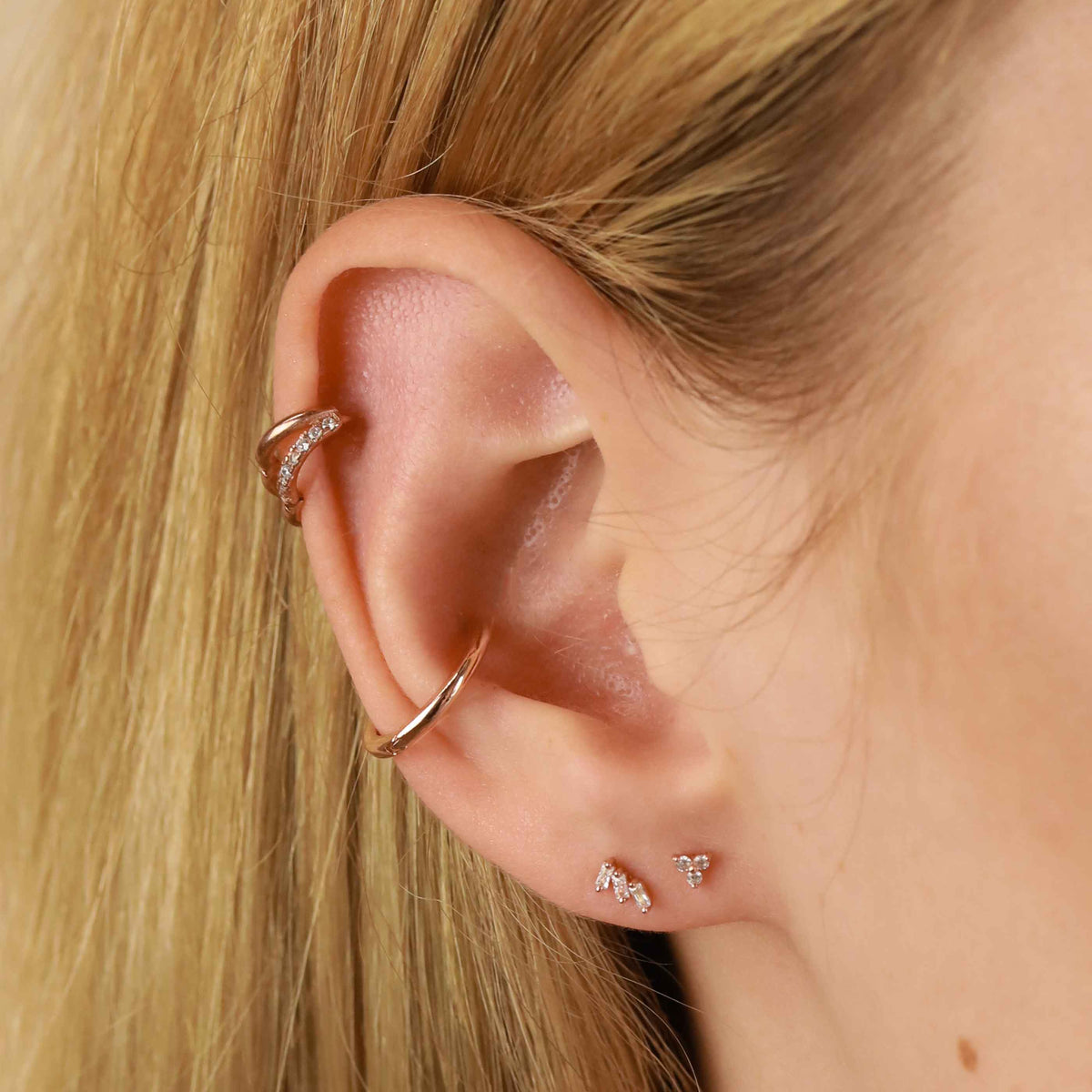 18k Rose Gold Plated Jewellery - Illusion Crystal Hoop 6.5mm in Rose Gold - Clicker - Astrid & Miyu