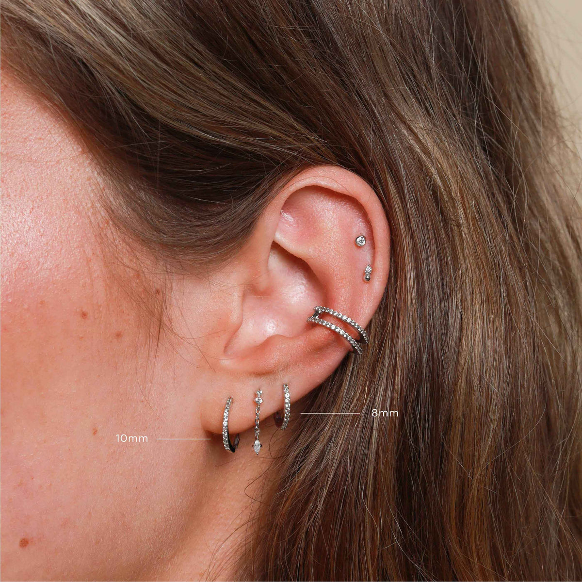 April White Topaz - Topaz Hoops in Solid White Gold - Hoop Earrings - Astrid & Miyu