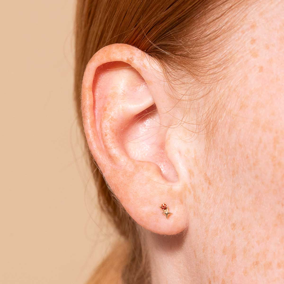 Birthstone Earrings - January Garnet Birthstone Earrings in Solid Gold - Stud Earrings - Astrid &amp; Miyu