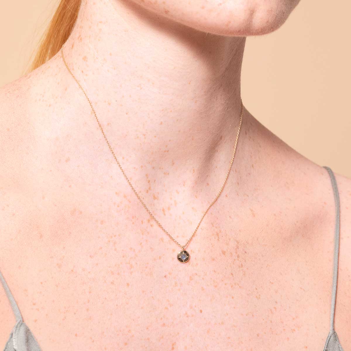 Birthstone Jewellery - March Aquamarine Birthstone Necklace in Solid Gold - Pendant Necklace - Astrid &amp; Miyu