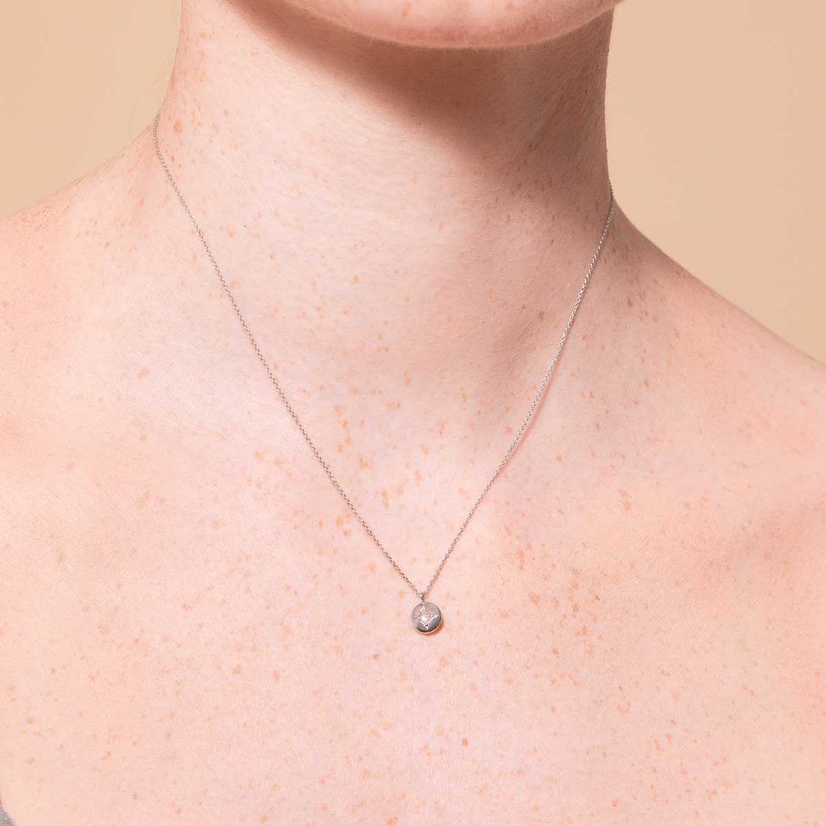 April White Topaz - April White Topaz Birthstone Necklace in Solid White Gold - Pendant Necklace - Astrid &amp; Miyu