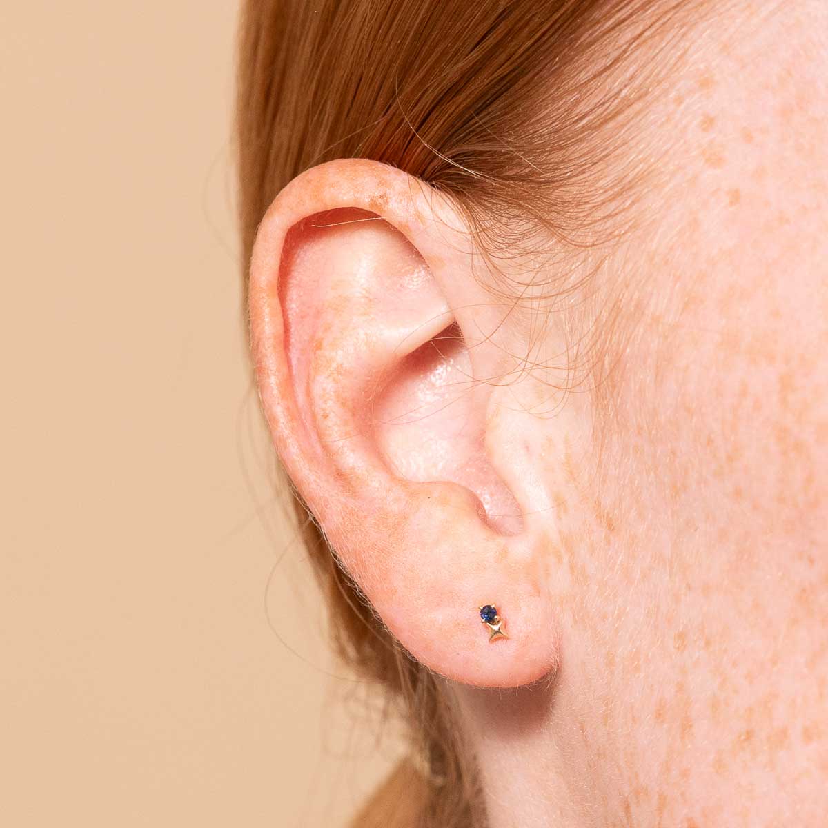 Birthstone Earrings - September Sapphire Birthstone Earrings in Solid Gold - Stud Earrings - Astrid &amp; Miyu