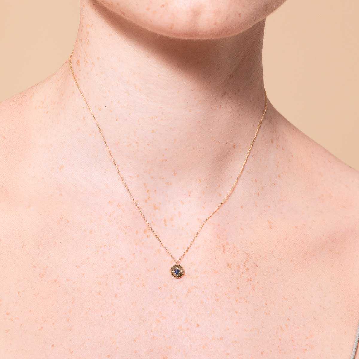 Birthstone Jewellery - September Sapphire Birthstone Necklace in Solid Gold - Pendant Necklace - Astrid &amp; Miyu
