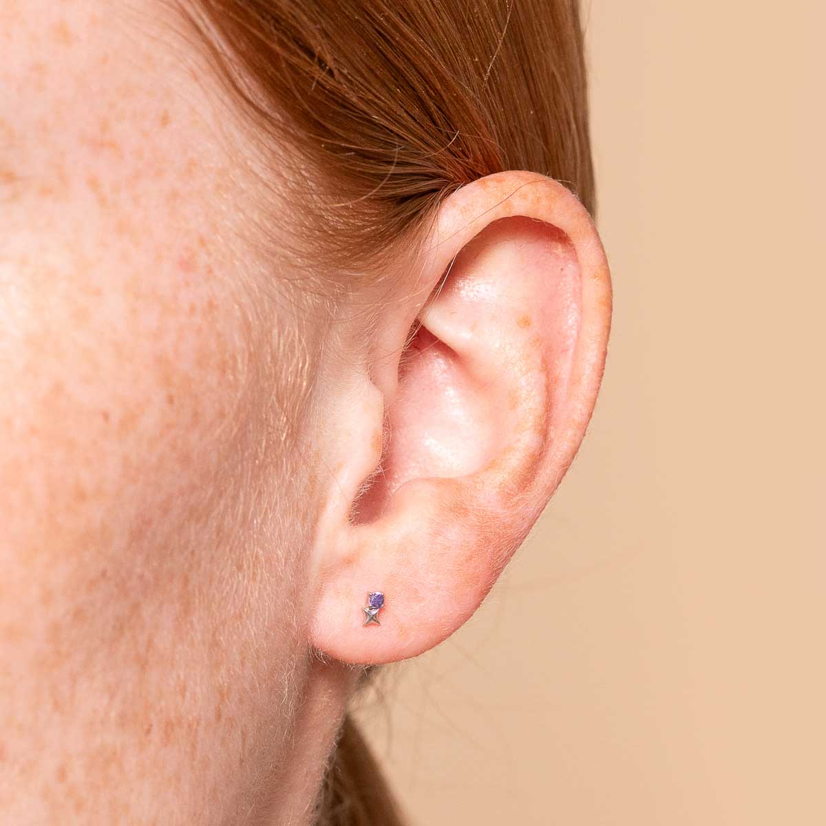Birthstone Earrings - December Tanzanite Birthstone Earrings in Solid White Gold - Stud Earrings - Astrid &amp; Miyu