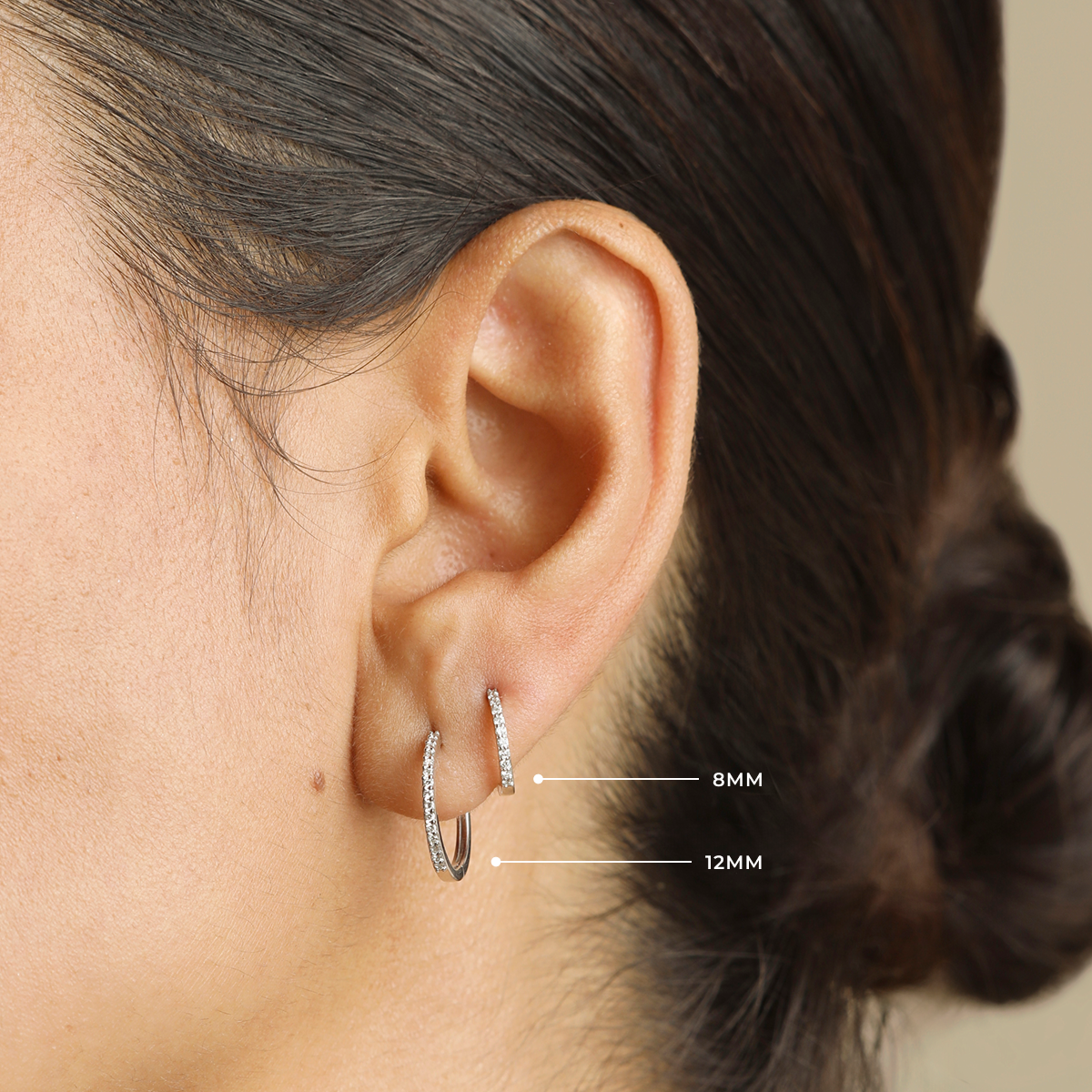 Diamond Pavé Hoops in Solid White Gold-Astrid &amp; Miyu