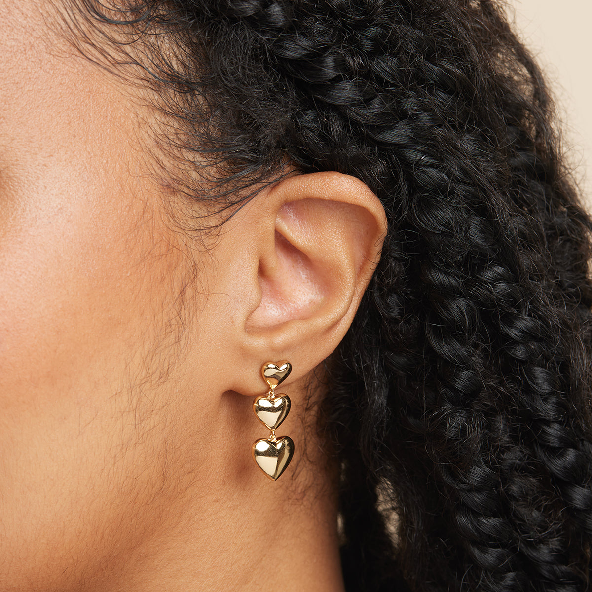 18k Gold Plated Jewellery - Heart Drop Stud Earrings in Gold - Stud Earrings - Astrid &amp; Miyu