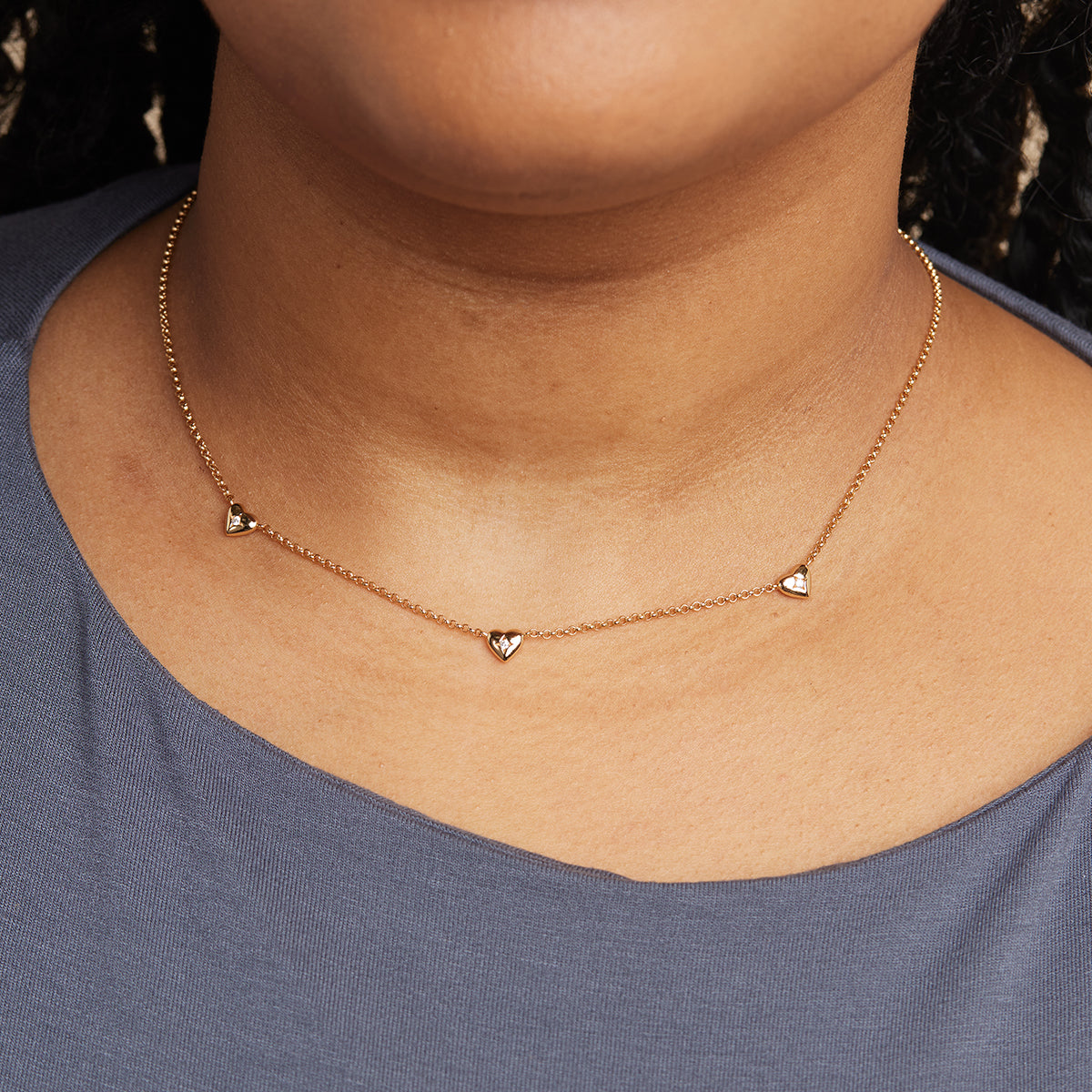 18k Gold Plated Jewellery - Heart Charm Necklace in Gold - Charm Necklaces - Astrid &amp; Miyu