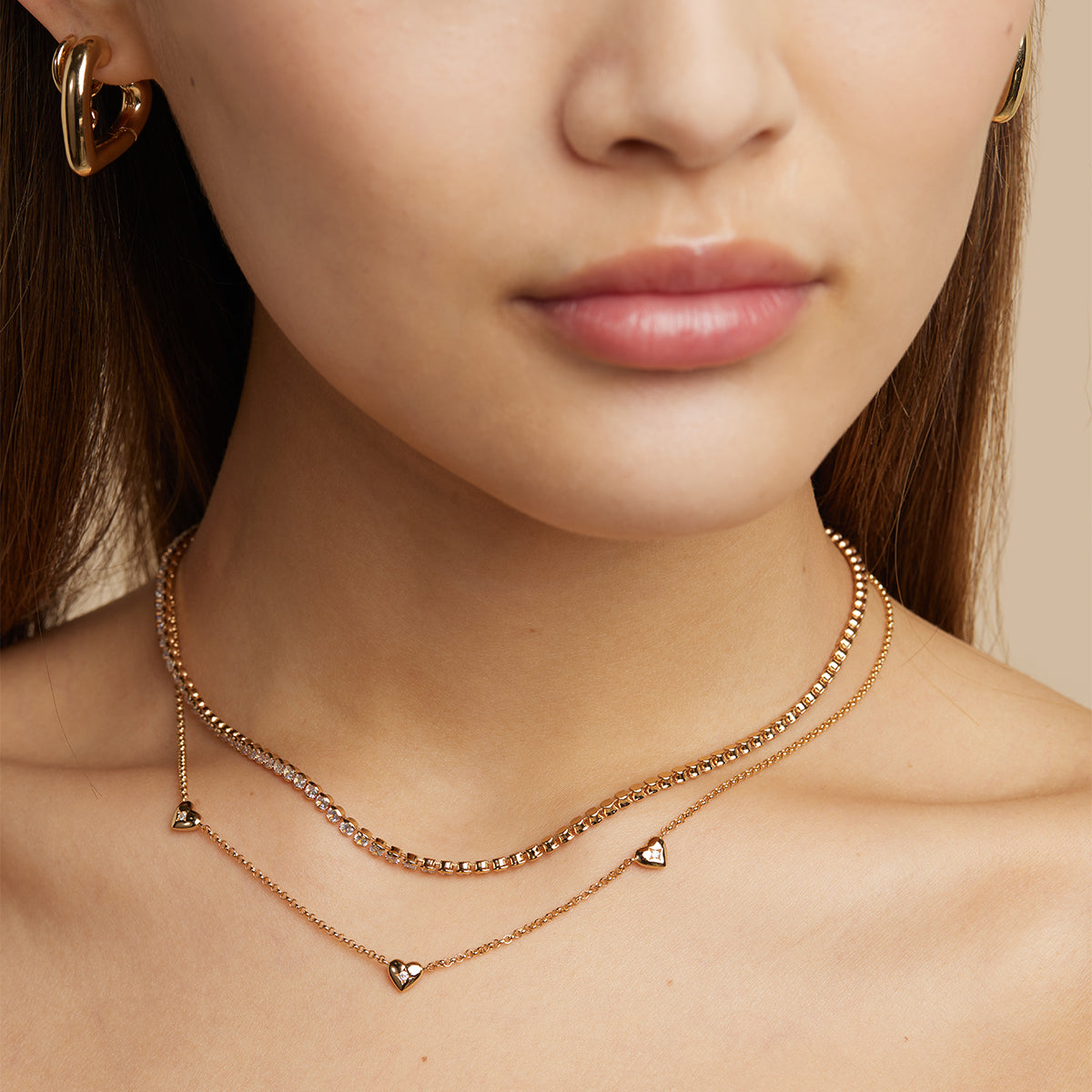18k Gold Plated Jewellery - Heart Charm Necklace in Gold - Charm Necklaces - Astrid &amp; Miyu