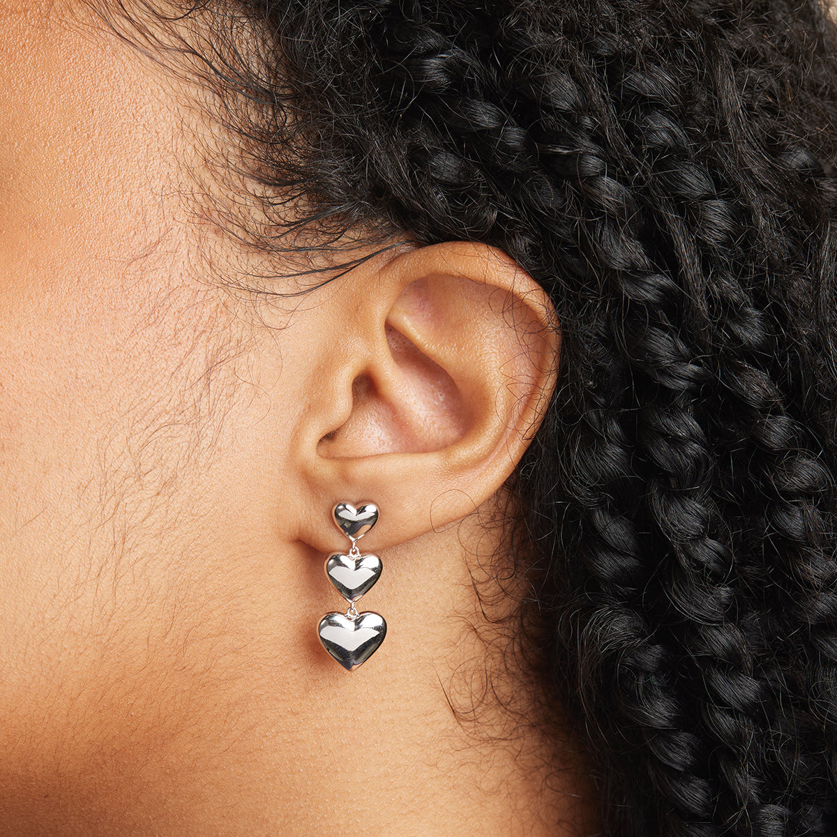 Earrings - Heart Drop Stud Earrings in Silver - Stud Earrings - Astrid &amp; Miyu
