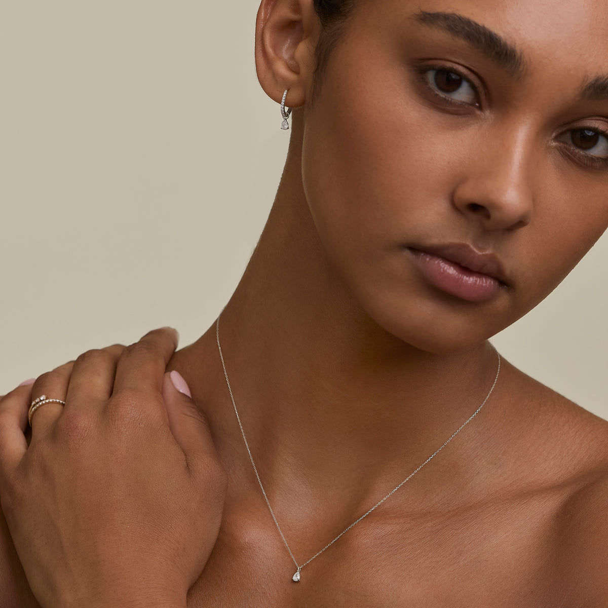 Diamond Pendant Necklace Ornament Bauble in Solid White Gold-Astrid &amp; Miyu