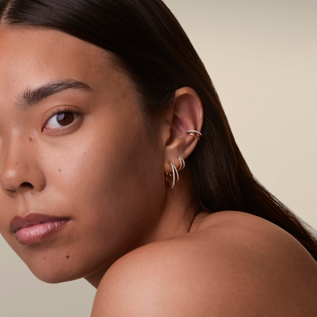 Illusion Crystal Ear Cuff in Gold-Astrid &amp; Miyu