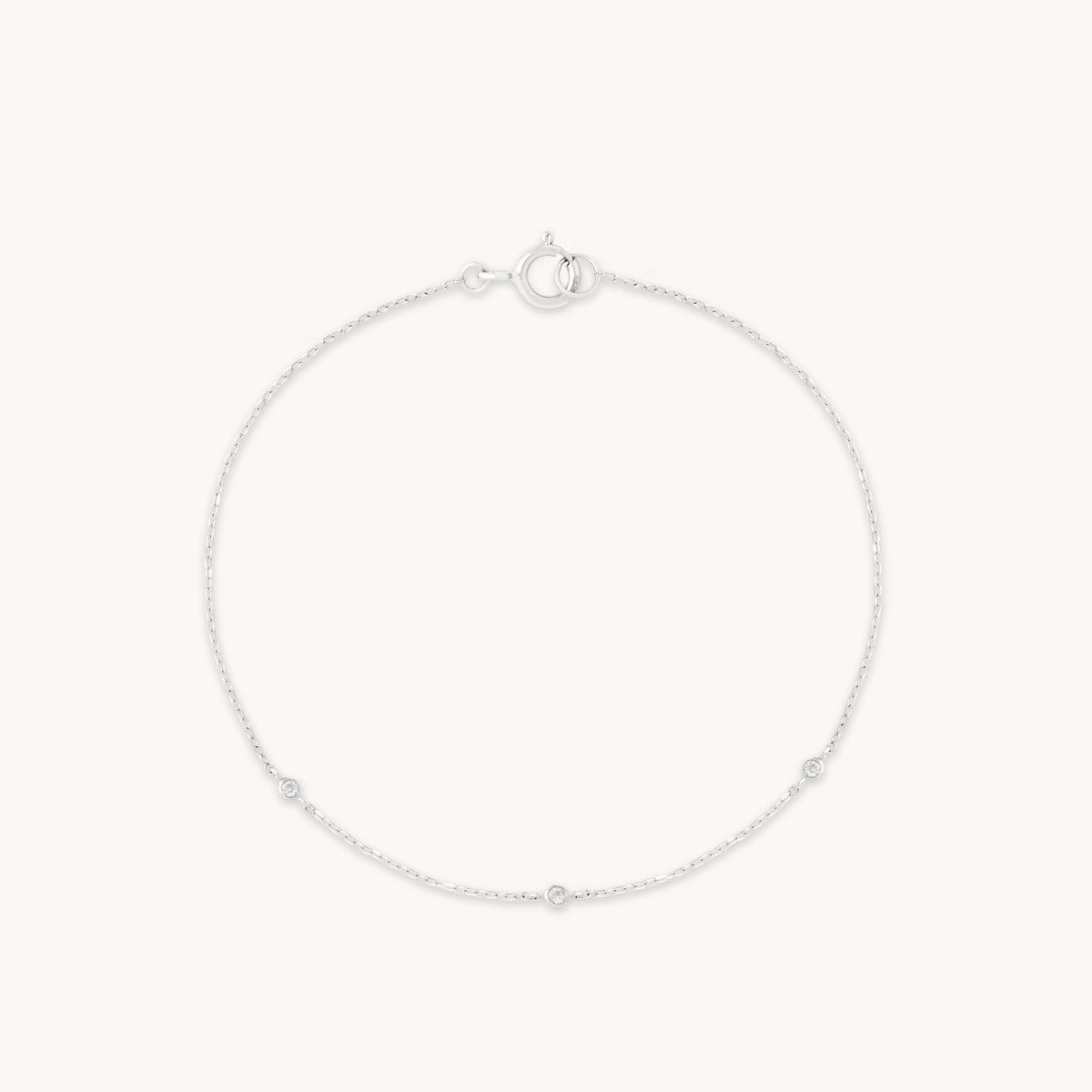 April White Topaz - Topaz Charm Bracelet in Solid White Gold - Bracelet - Astrid &amp; Miyu
