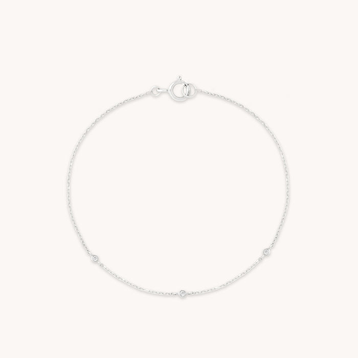 April White Topaz - Topaz Charm Bracelet in Solid White Gold - Bracelet - Astrid &amp; Miyu