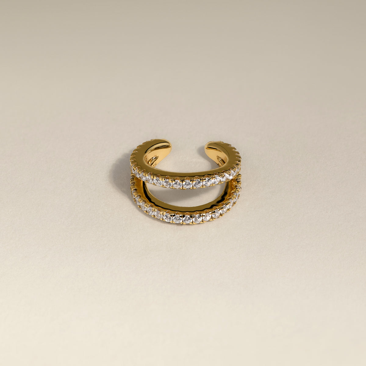 Illusion Double Crystal Ear Cuff in Gold-Astrid &amp; Miyu
