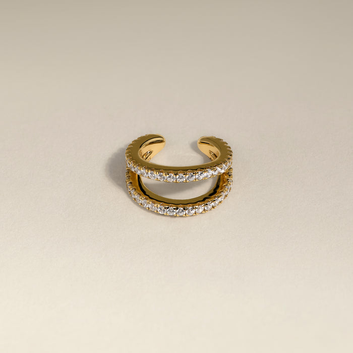 Illusion Double Crystal Ear Cuff in Gold-Astrid &amp; Miyu