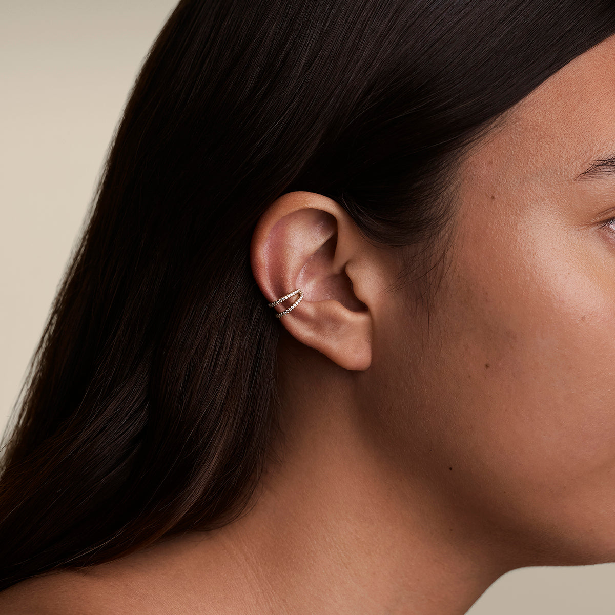 Illusion Double Crystal Ear Cuff in Gold-Astrid &amp; Miyu