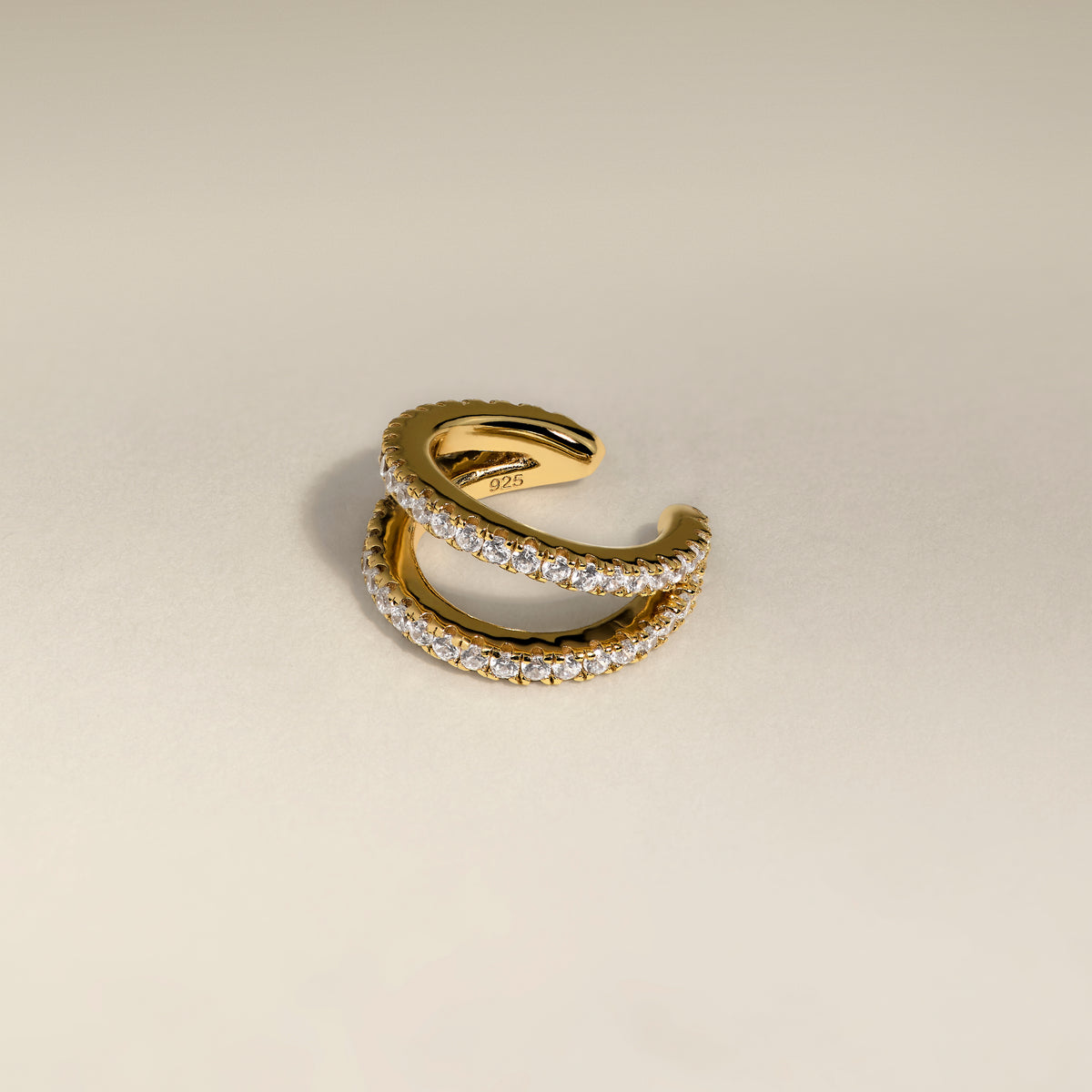 Illusion Double Crystal Ear Cuff in Gold-Astrid &amp; Miyu