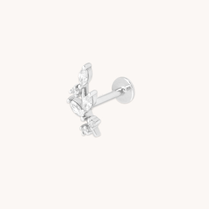 Botanical Piercing Stud in Solid White Gold-Astrid &amp; Miyu