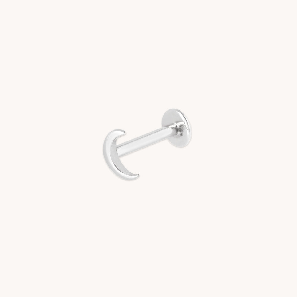Moon Piercing Stud in Solid White Gold-Astrid &amp; Miyu