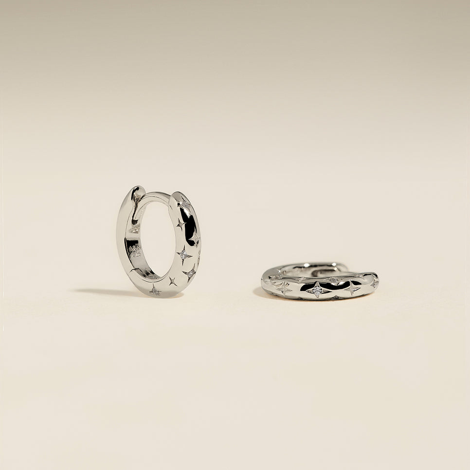 Cosmic Star Huggies in Silver-Astrid &amp; Miyu