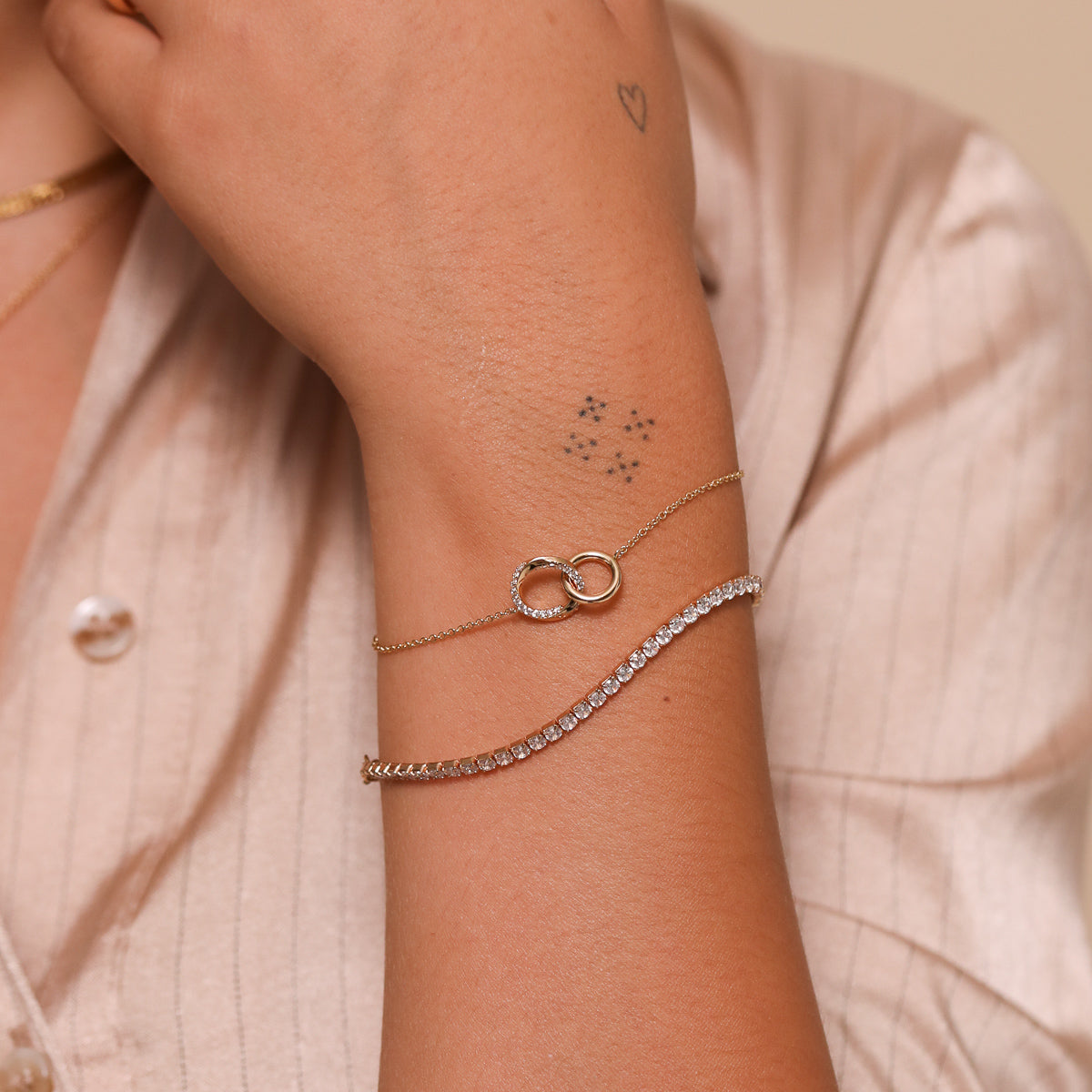 18k Gold Plated Jewellery - Orbit Crystal Bracelet in Gold - Chain Bracelet - Astrid &amp; Miyu