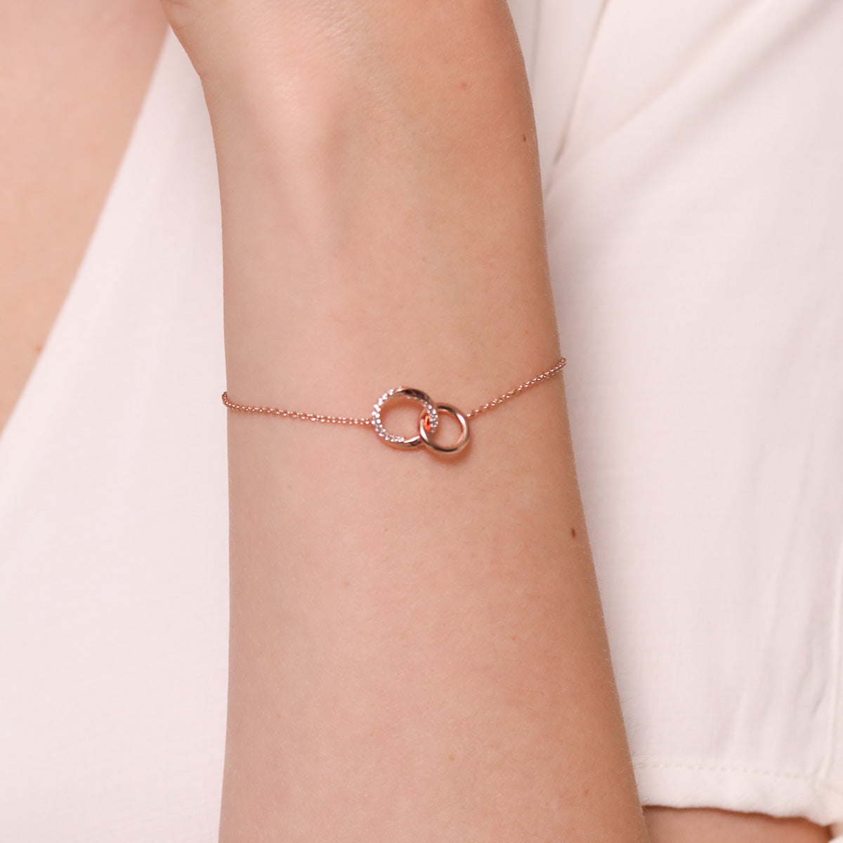 18k Rose Gold Plated Jewellery - Orbit Crystal Bracelet in Rose Gold - Chain Bracelet - Astrid &amp; Miyu